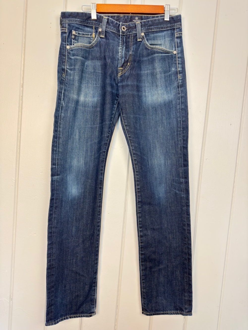 AG The Matchbox Mens Slim Straight Jeans 32 X 34 Distressed Wash